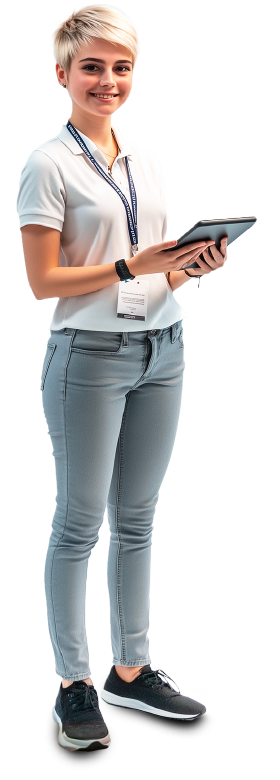 Junge Dame mit Tablet in der Hand