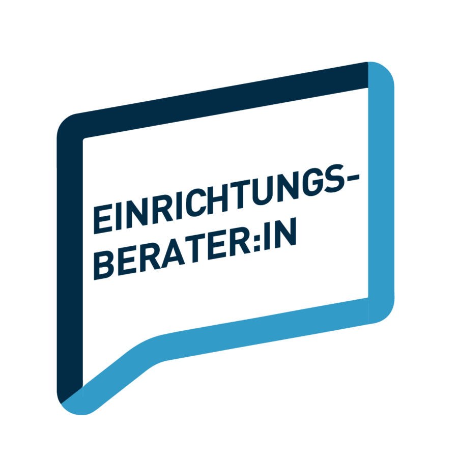 Sprechblase Beruf: Einrichtungs-berater:in