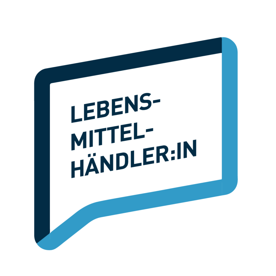 Sprechblase Beruf: Lebensmittelhändler:in