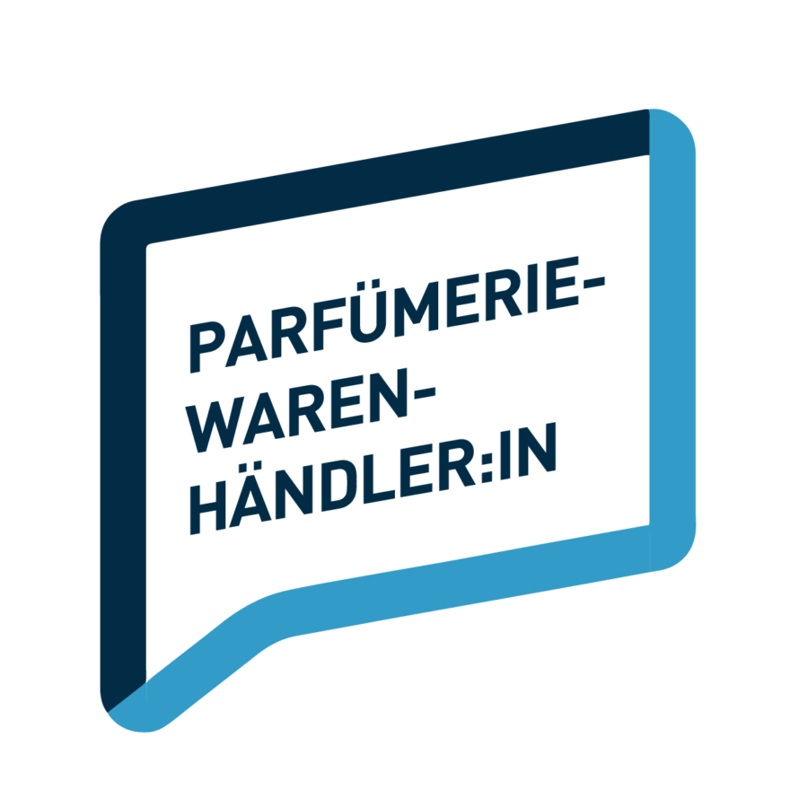 Sprechblase Beruf: Parfumerie-warenhandler:in